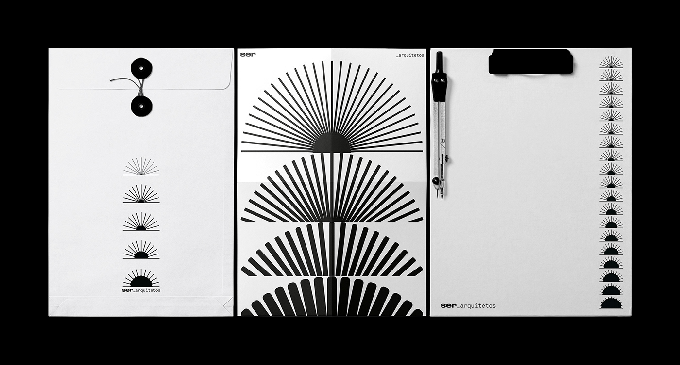architecture Architecture Office ARQUITETURA black and white brand identity contrast Monochromatic radial Spiral Sun