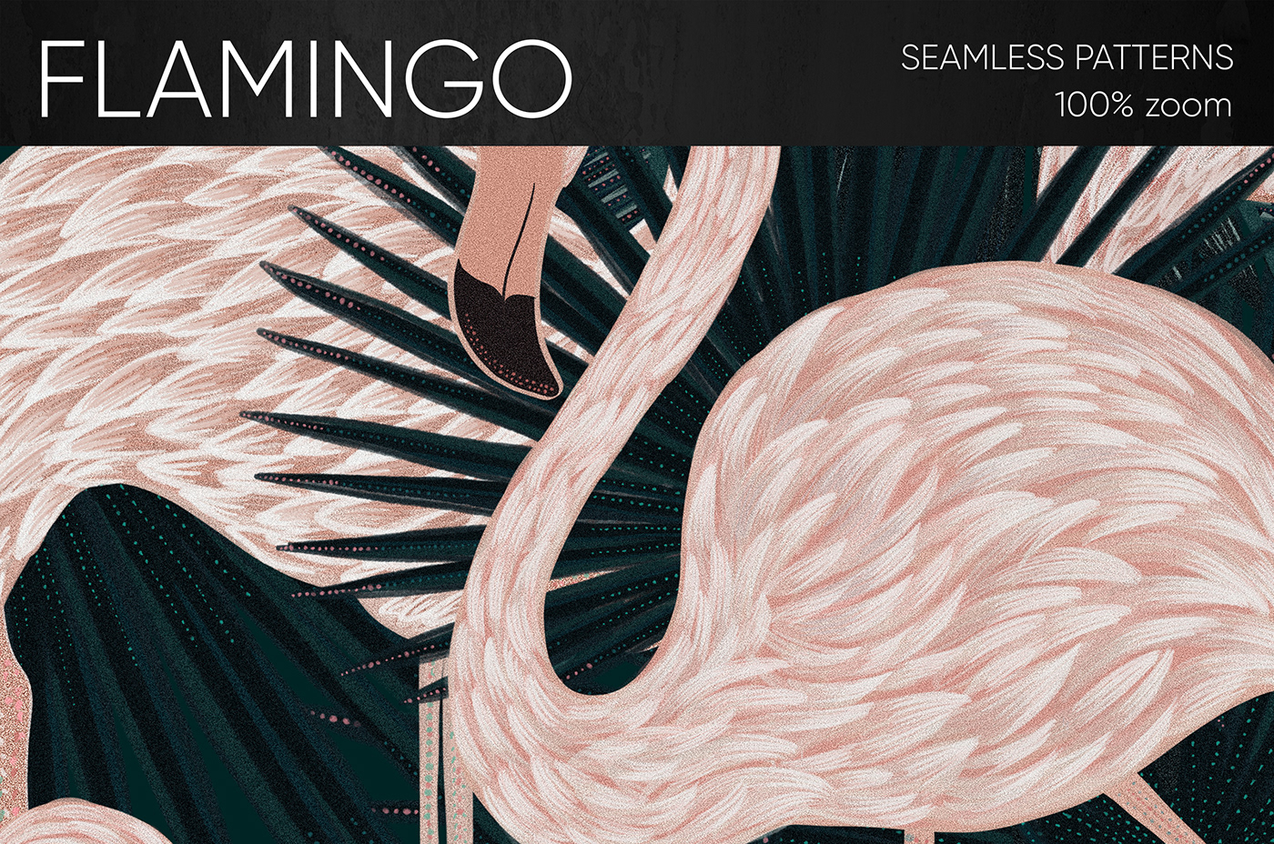 anakoto Ethnic exotic flamingo jungle seamless pattern surface design textile design  Tropical Chinese style