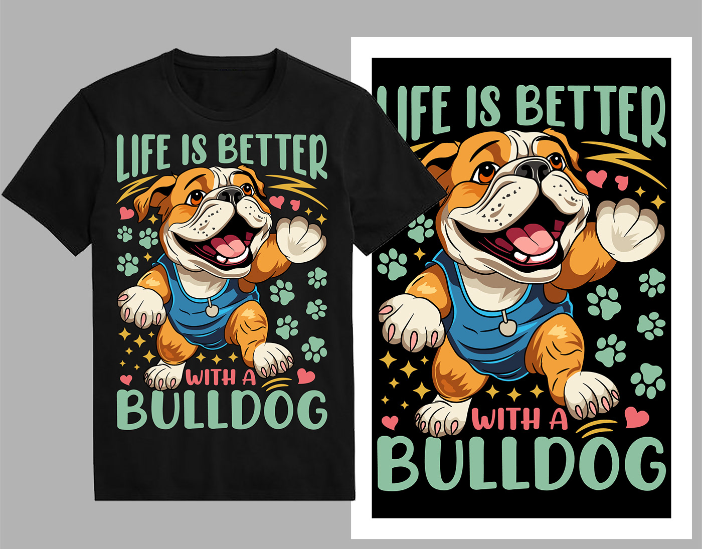 bulldog t-shirt Dog t-shirt Design dog lover cute dog american bulldog French Bulldog T-Shirt Design tshirt tee typography design