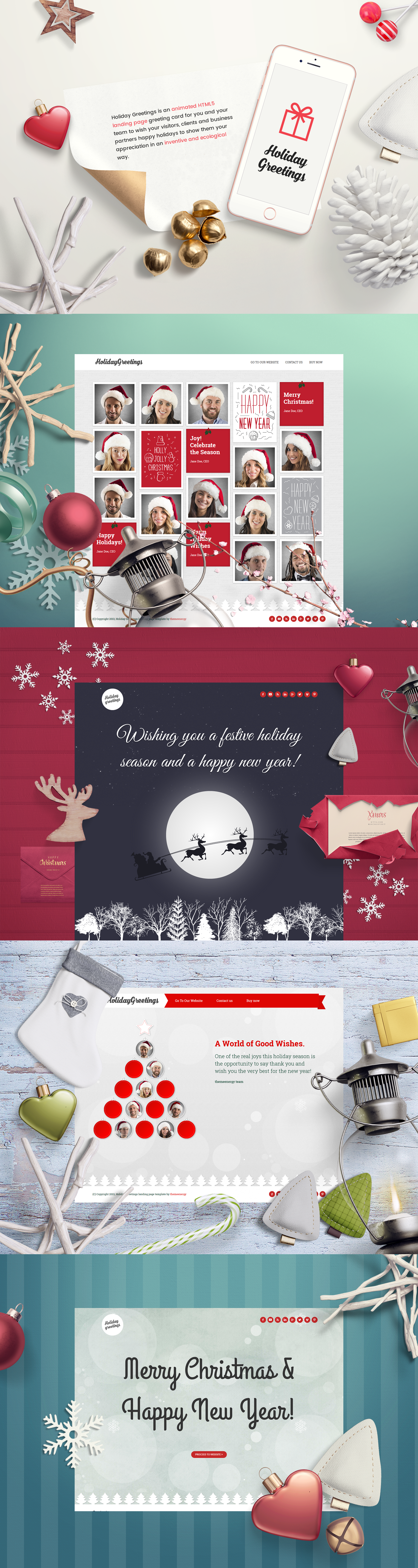Christmas animation  html5 Holiday greetings landing template