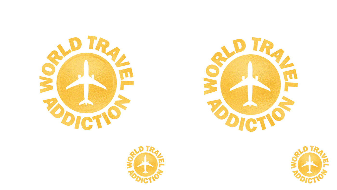 addiction brand gold logo medallion plane souvenir token Travel world