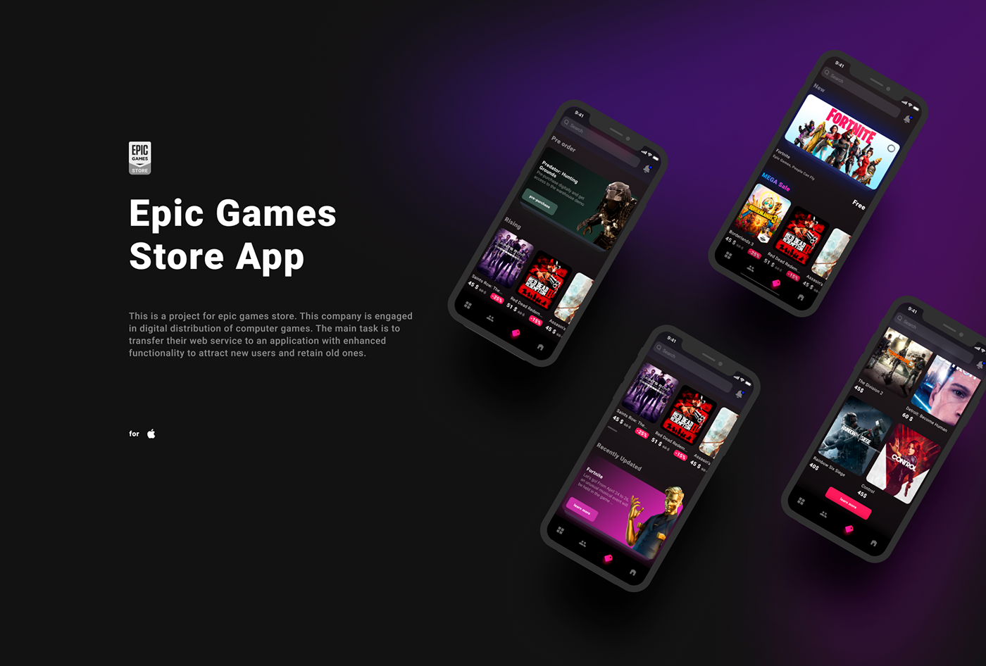 app concept design mobile design Epic games store ios ios app. (UI/UX) UI UI/IX user interface ux