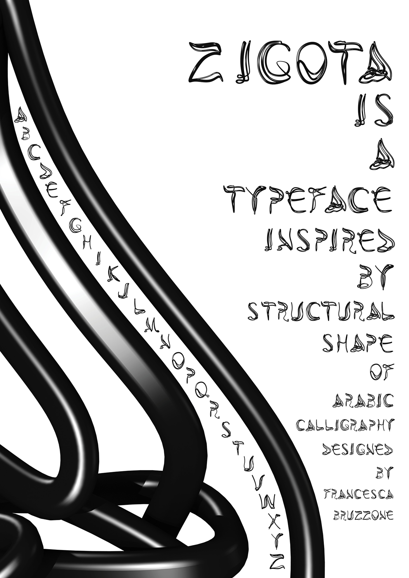 Typeface 3D zigota arabic Calligraphy   type specimen