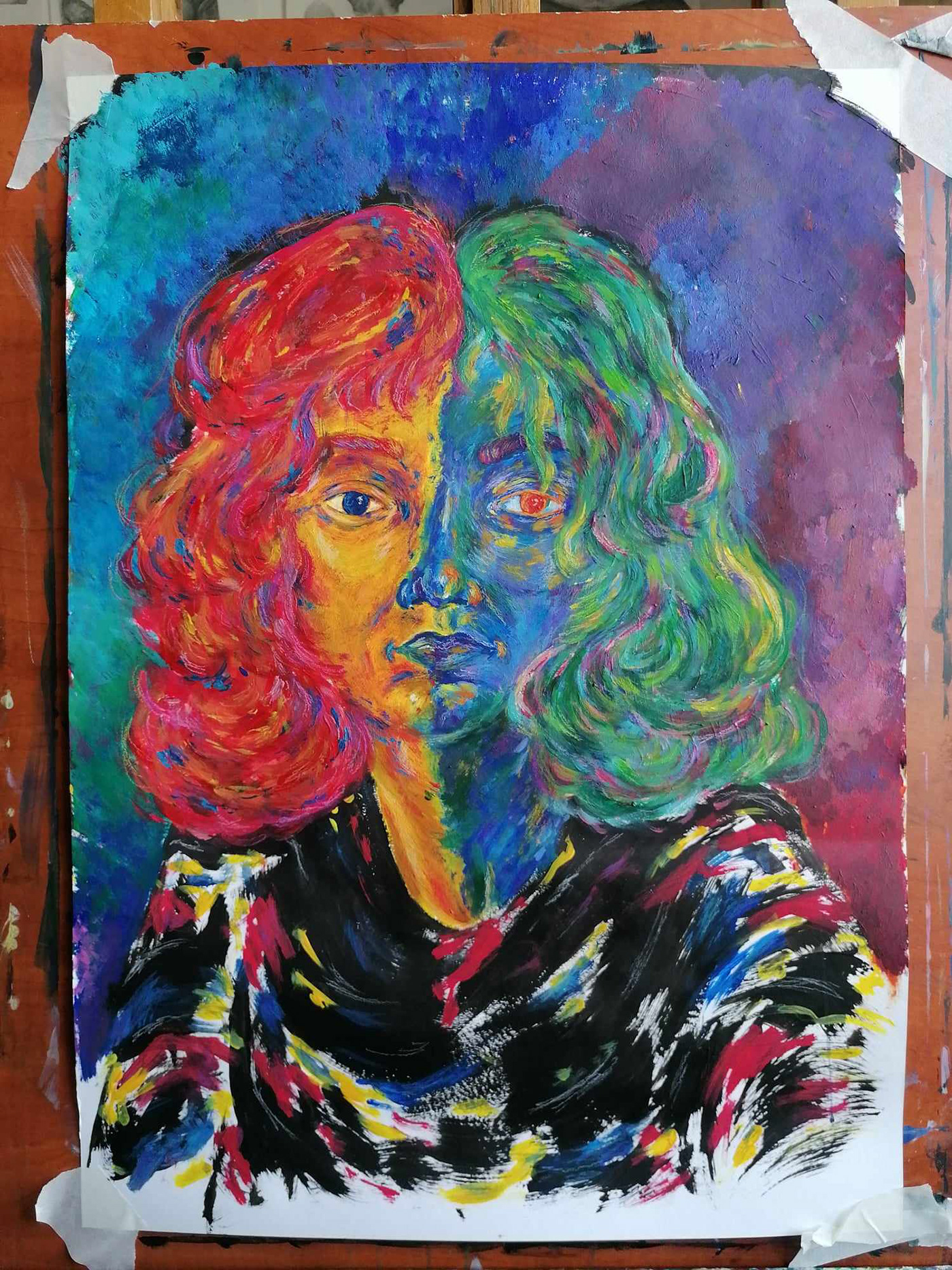 self portrait portrait pastel acrylic acrylic painting color colorful