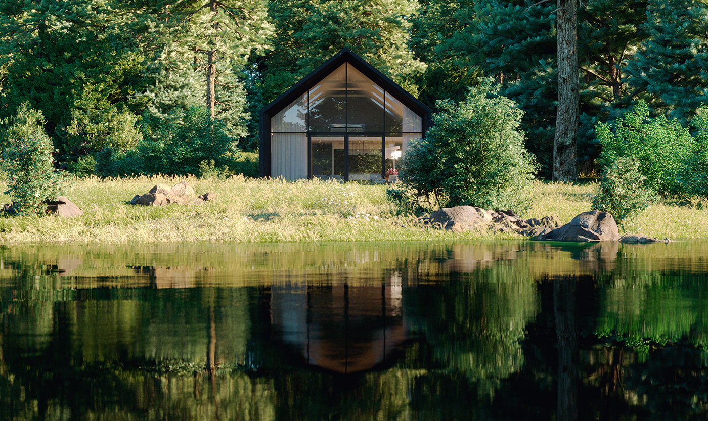 3dsmax Render exterior Interior house lake CGI design growfx forest