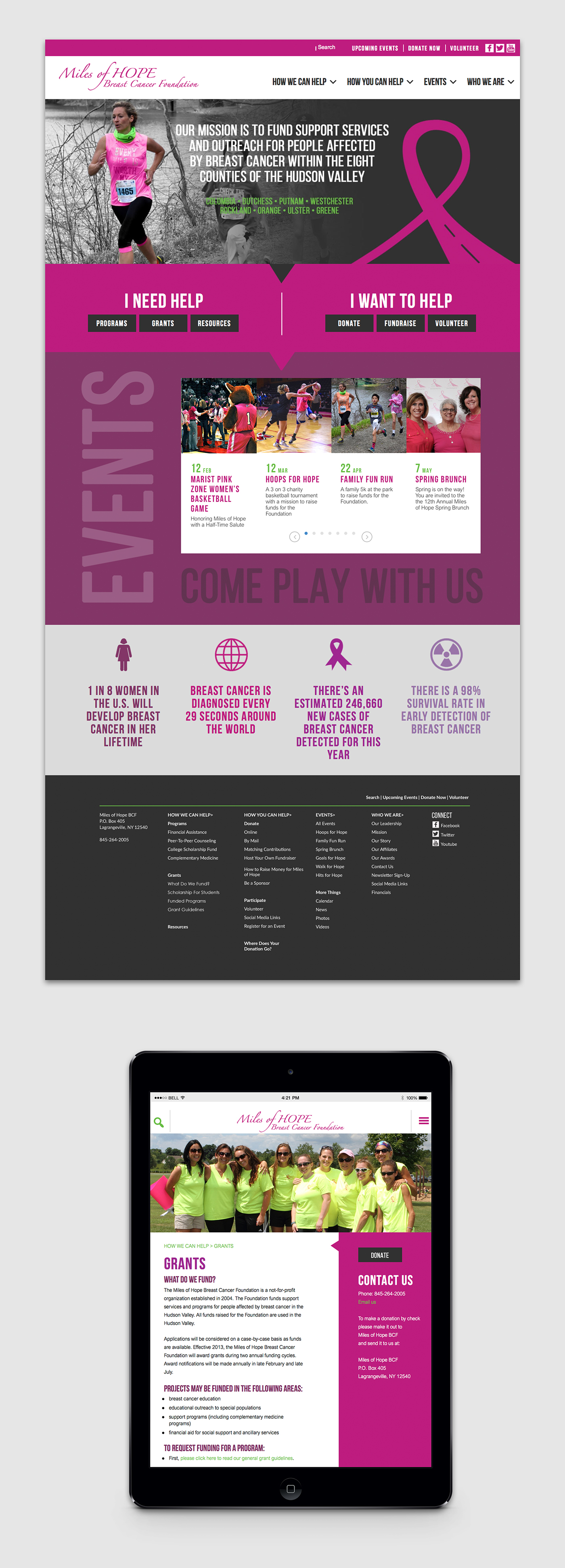 Web Design  interactive design Drake Creative breast cancer print design  brochure design Invitation