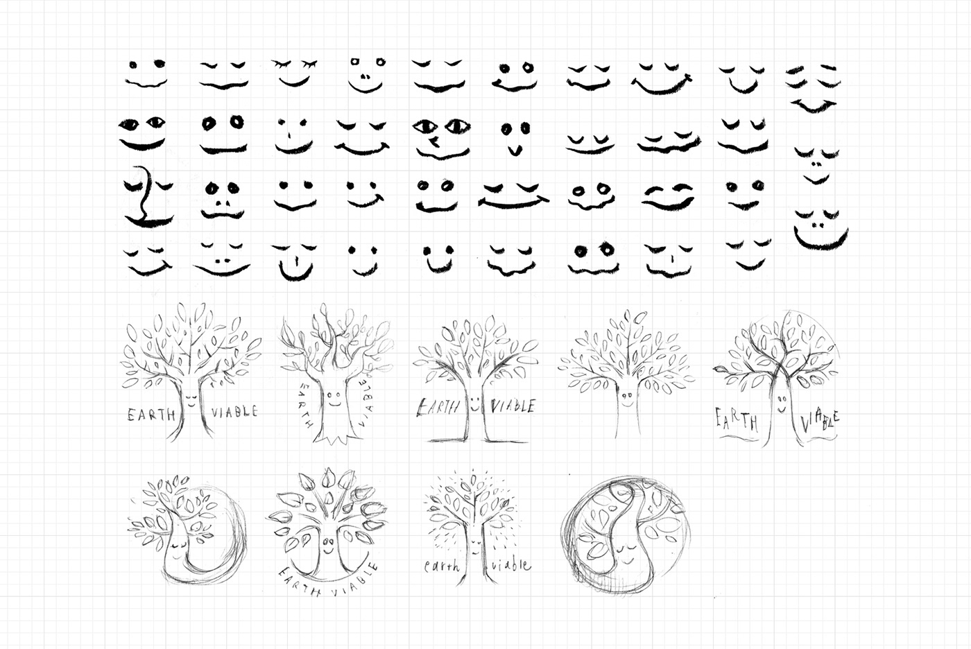 brand identity earth eco-friendly environmental hand drawn Logo Design organic smile Sustainability Tree 