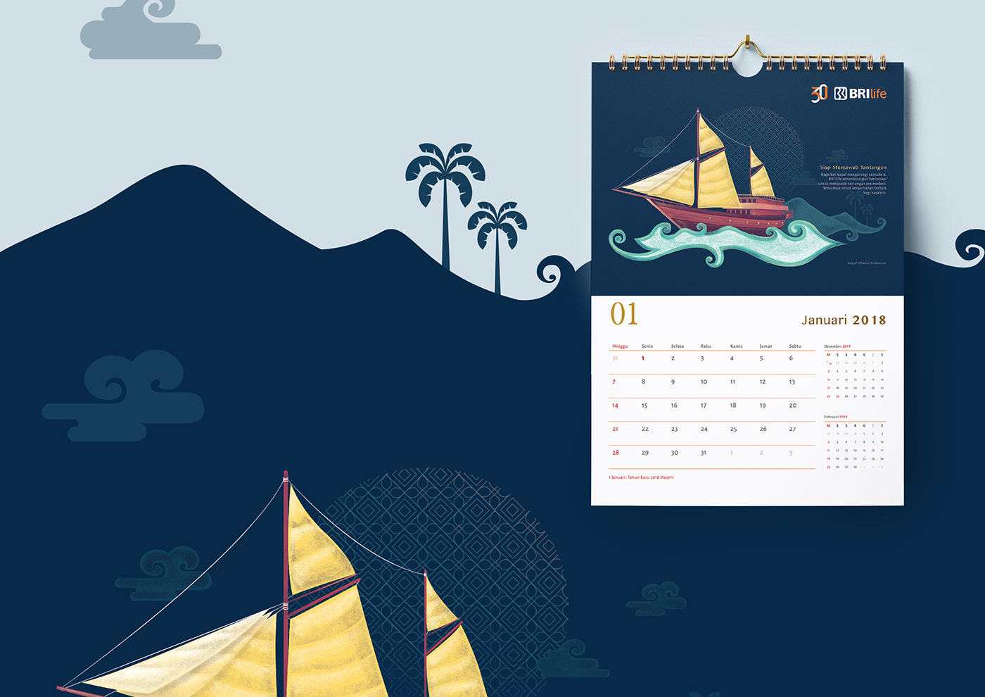 wall calendar Promotion kit bri life digital illustration ILLUSTRATION  indonesia traditional