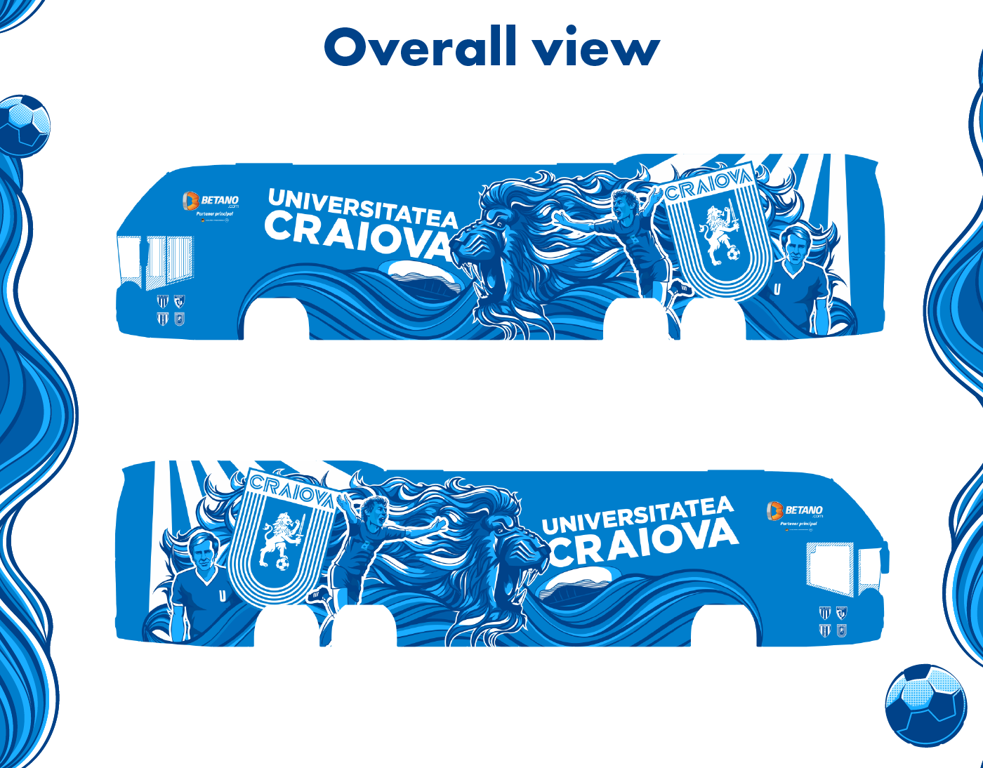 Universitatea Craiova craiova bus Bus Wrap wrap illustration Bus illustration bus design wrap design football Wrap