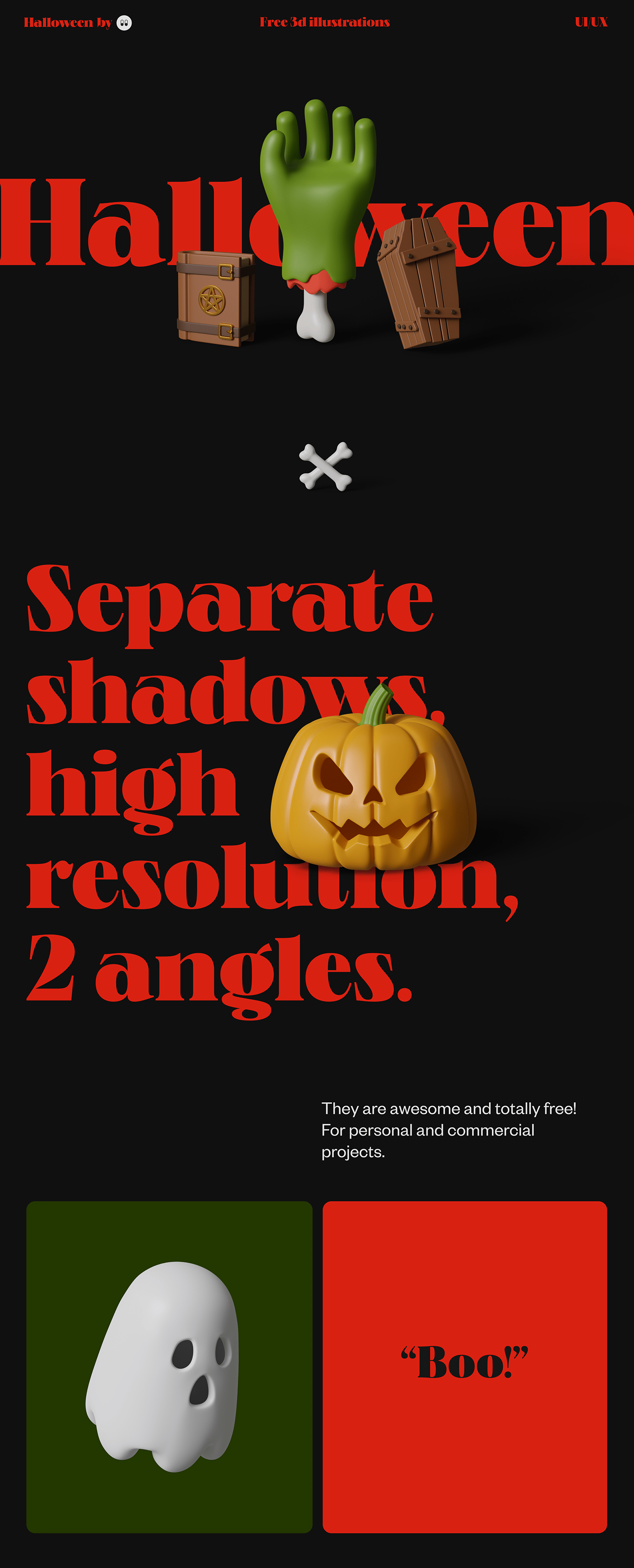 3d icon 3D illustration blender cartoon Character free illustration freebie ghost Halloween pumpkin