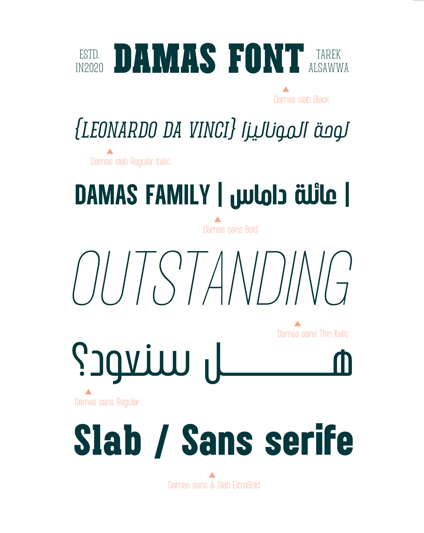 Advertising  arabic font branding  Damas font font latin font logo Typeface typographic webfont