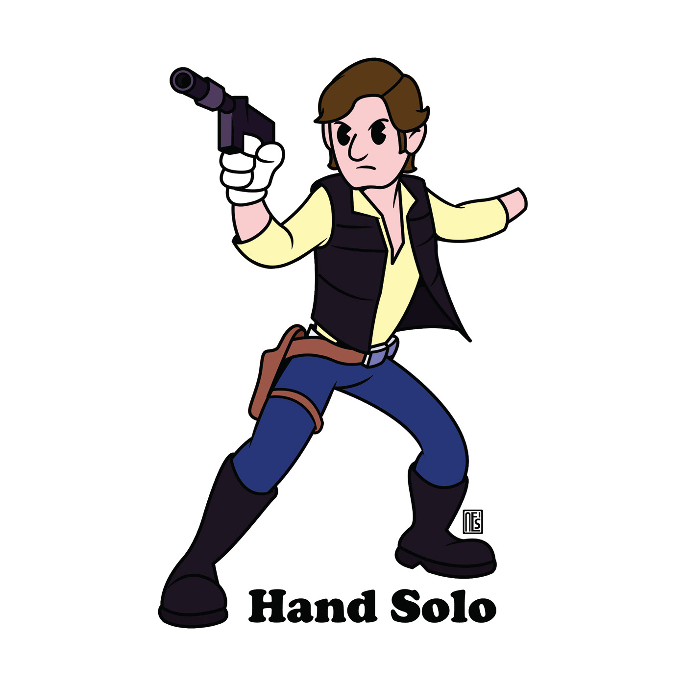 Han Solo star wars Fan Art puns funny Character Digital Art  cartoon rubber hose vintage cartoons