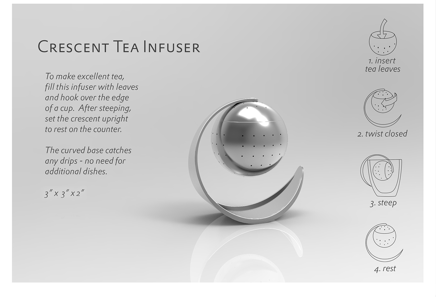 tea Infuser crescent metal steep tea infuser