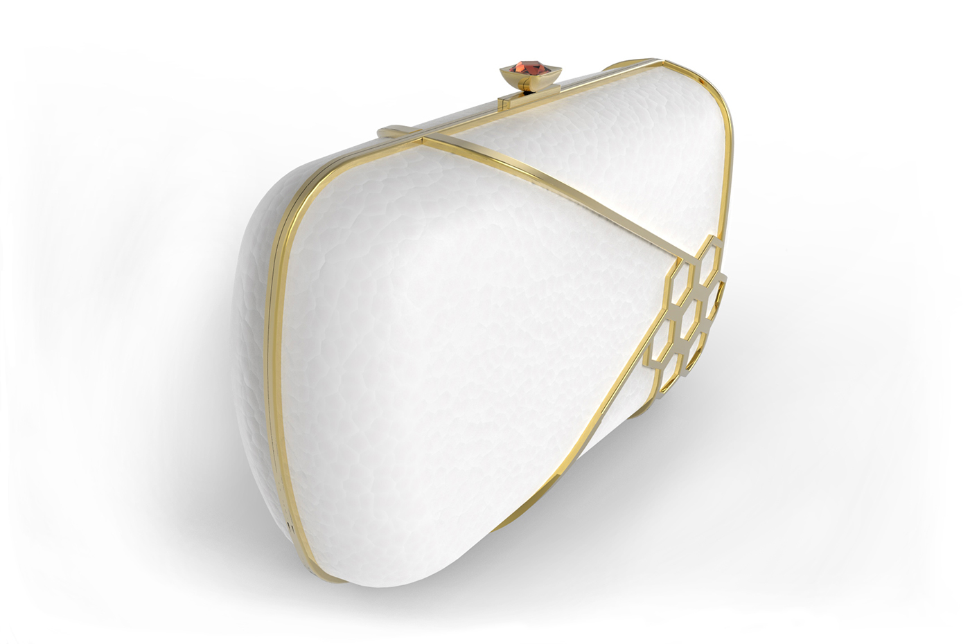 clutch design bee product bag jewelry bolsa joias gold leather White