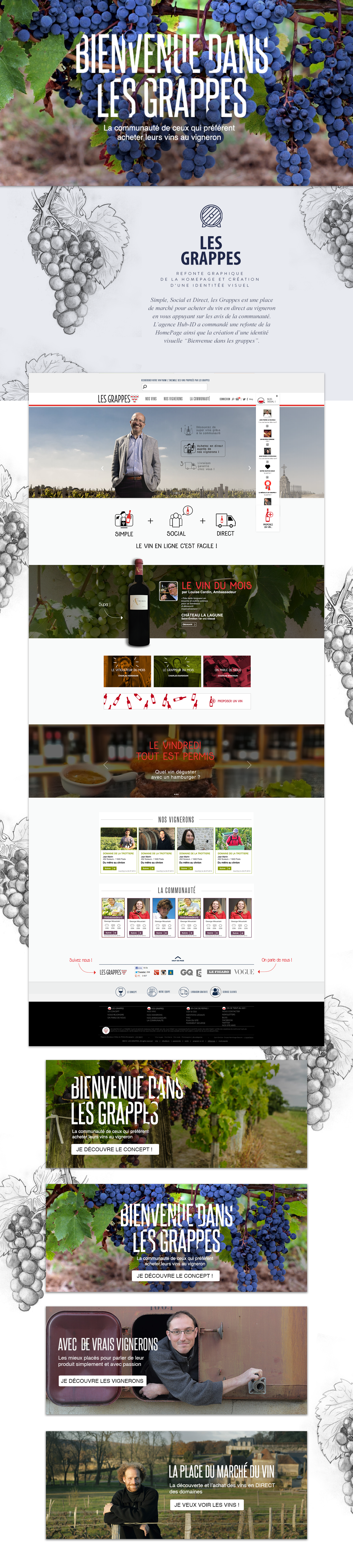 grappes wine Webdesign social network homepage vigneron