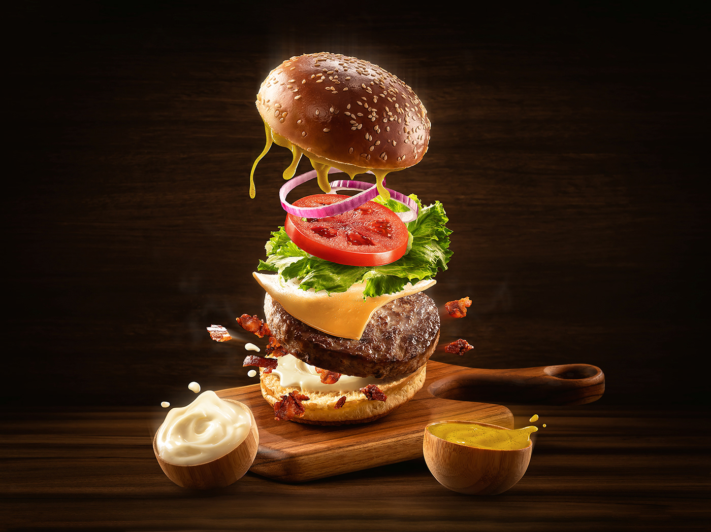 Advertising  burger Digital Art  fastfood Food  lighting marketing   photographer Photography  studio