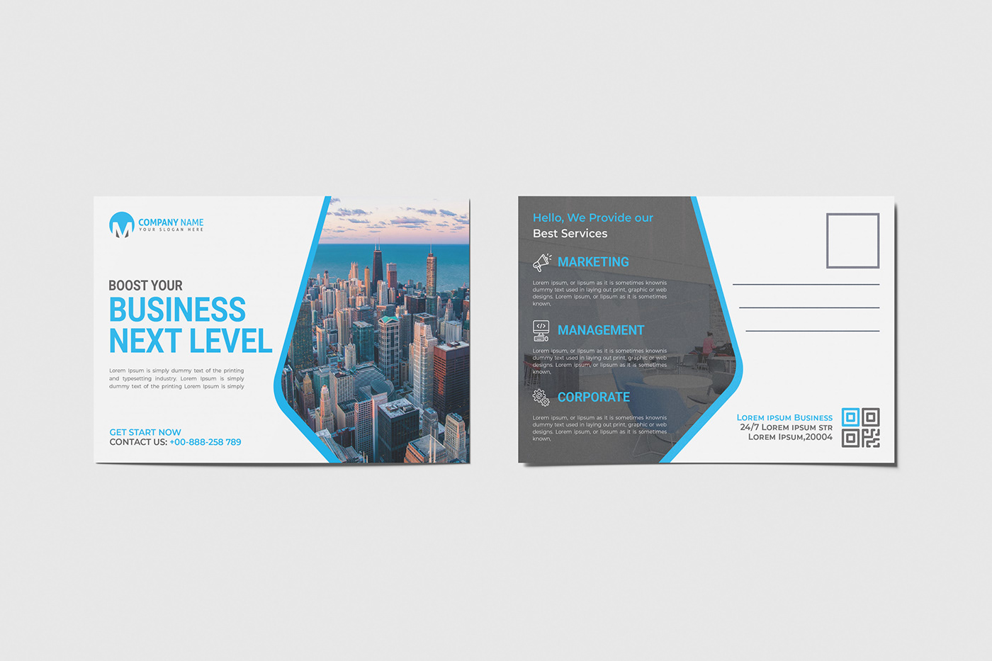 Business Postcard Design Template on Behance Throughout Postcard Size Template