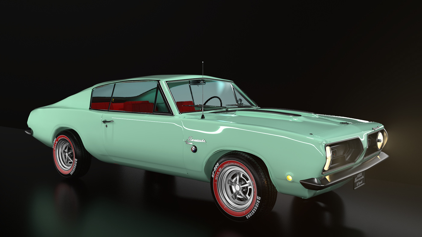 3D 60s car HardSurface Maya modeling Plymouth Render vintage Zbrush