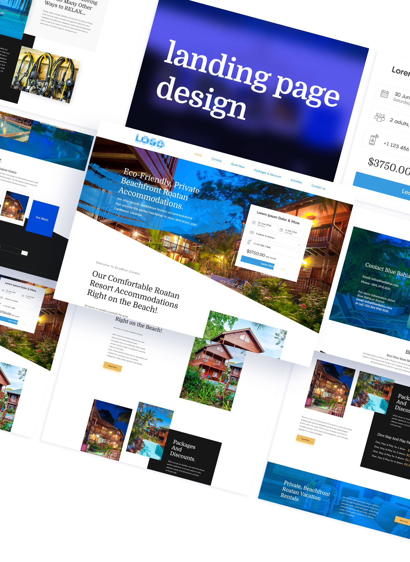 resort website hotel web Travel landing page Website Design Booking user interface graphic design 