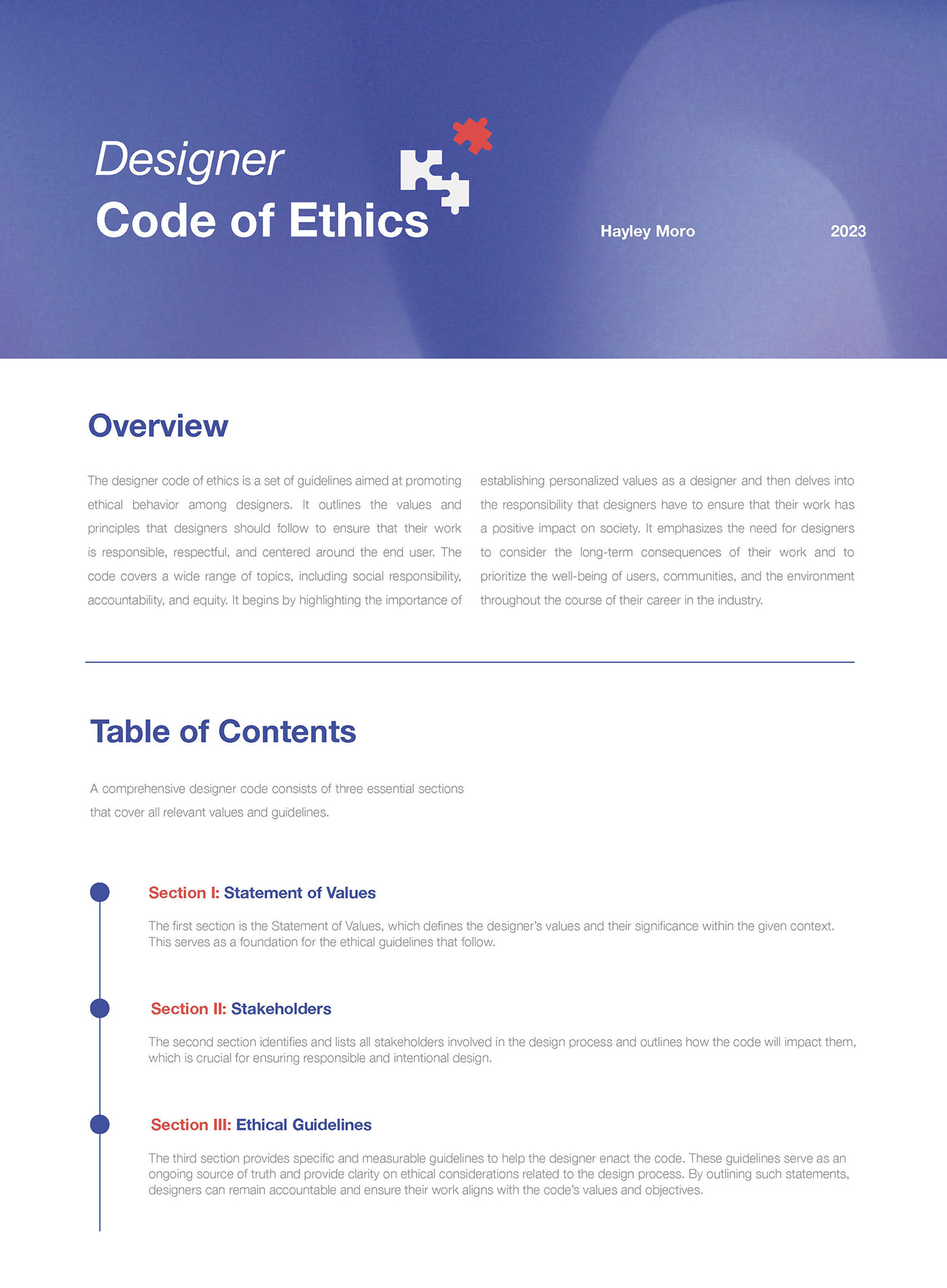 Adobe InDesign code of ethics design designer Ethics internal