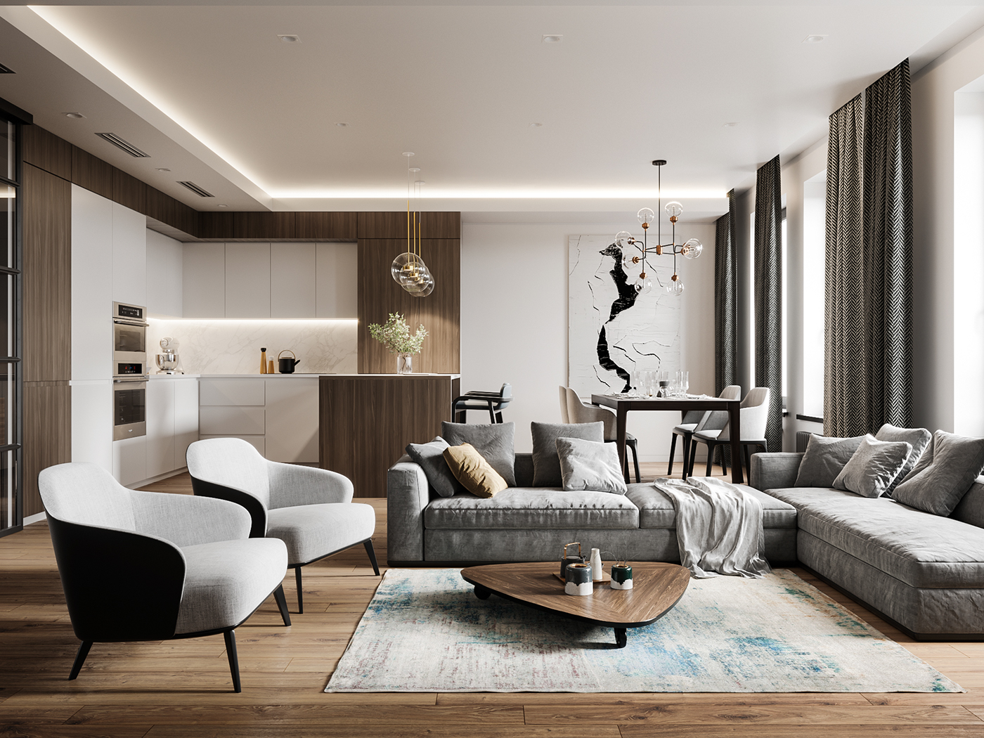 Apartment in minimalist style on Behance