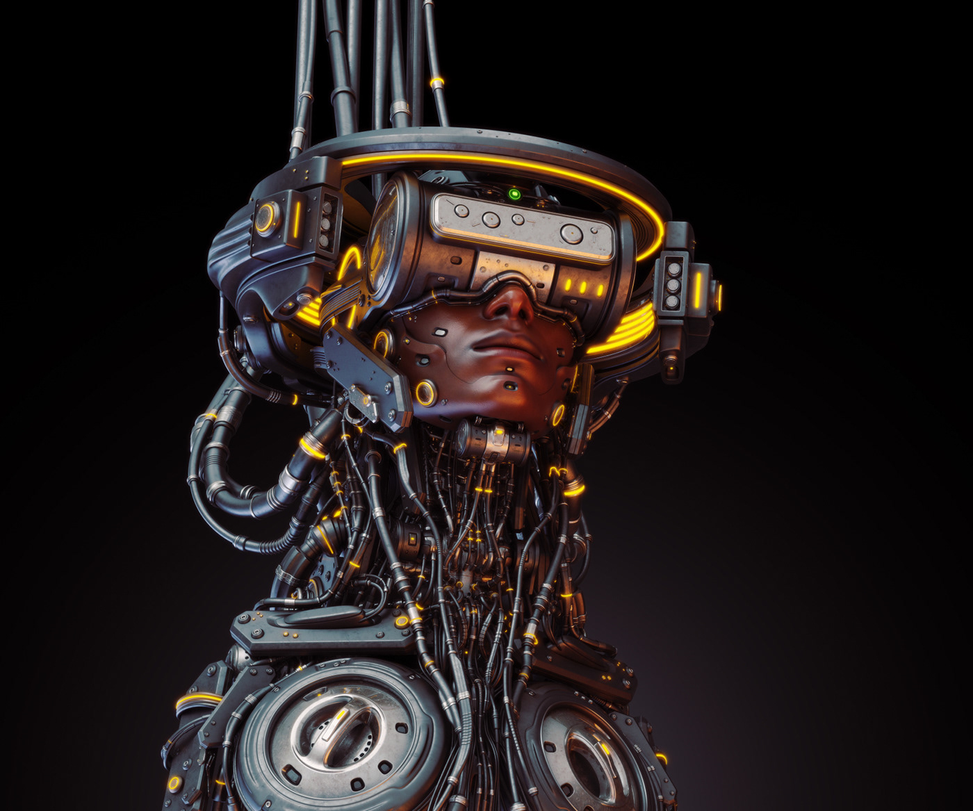 robot mecha Scifi futuristic Cyborg Helmet ВР Virtual reality dark dirty