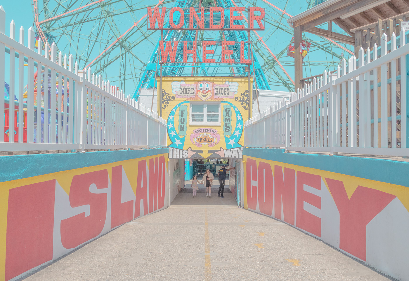 coney island New York minimal colorful fine art amusement park composition summer united states
