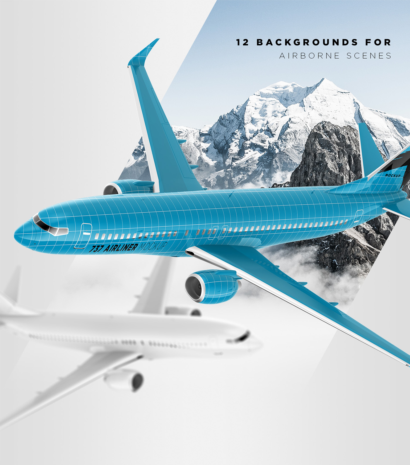 airplane Aircraft Mockup Advertising  template Airliner Jet Livery Wrap Boeing 737