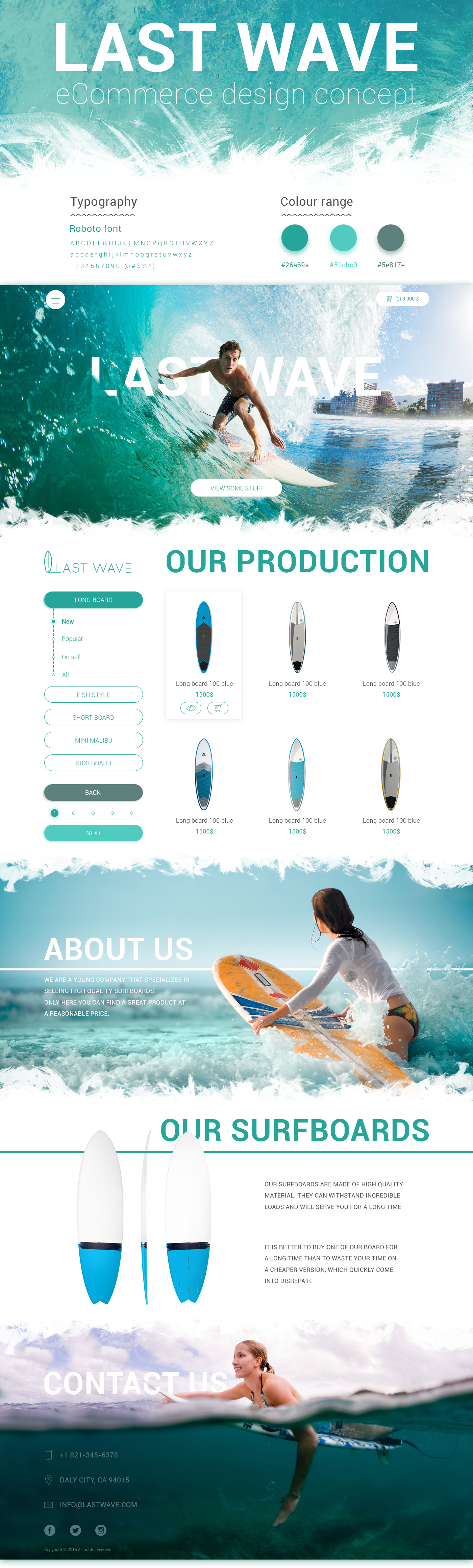 surfboard design template psd UI Ecommerce landing page Web Design 