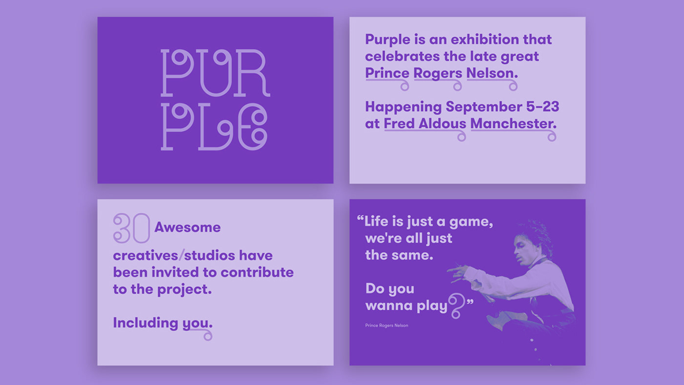 purple Exhibition  manchester Fred Aldous Riso GF Smith Purple Rain prince art direction  ILLUSTRATION 