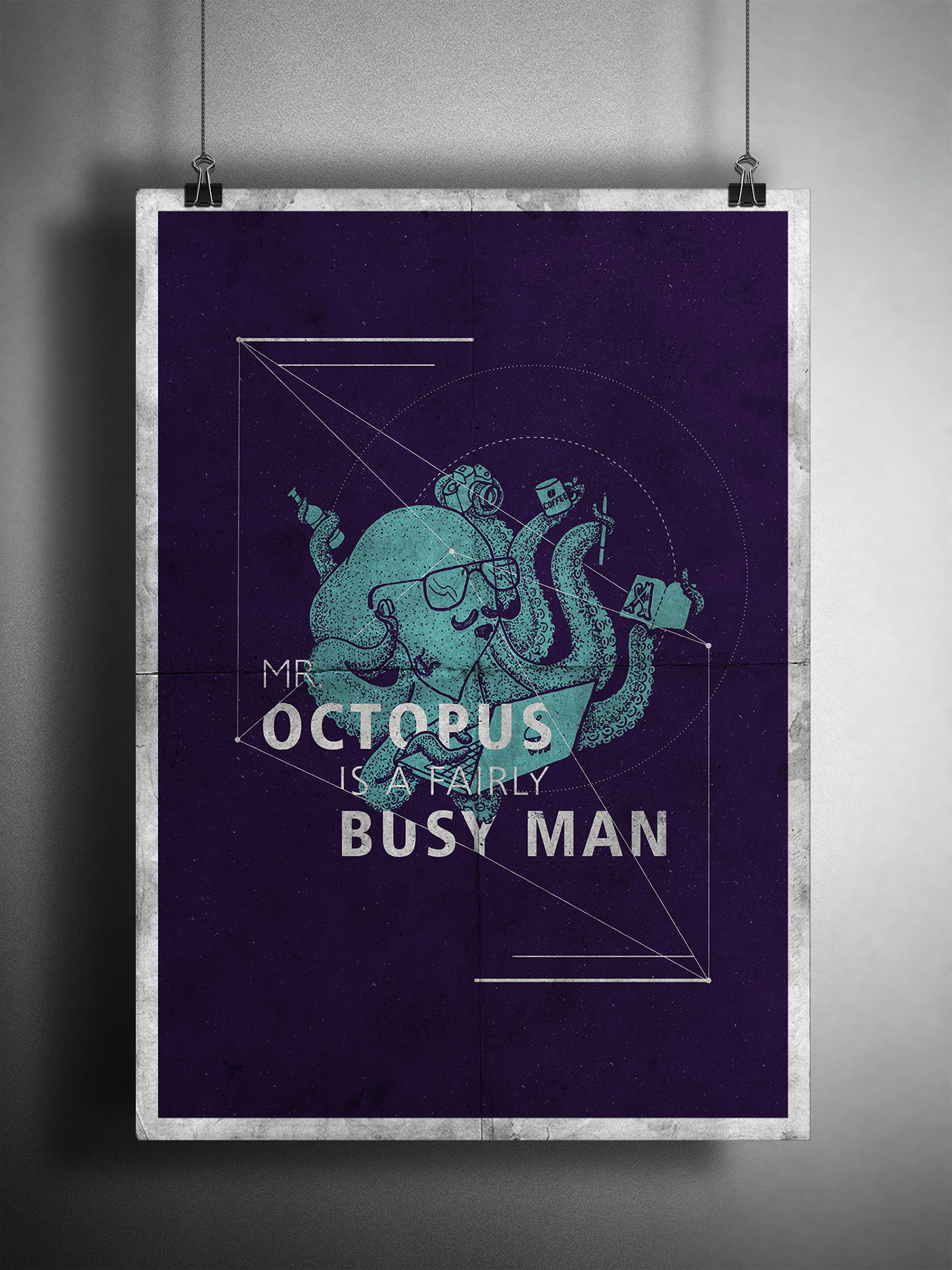 octopus poster busy designer Ilustração desenho polvo sketch nanquim nankin