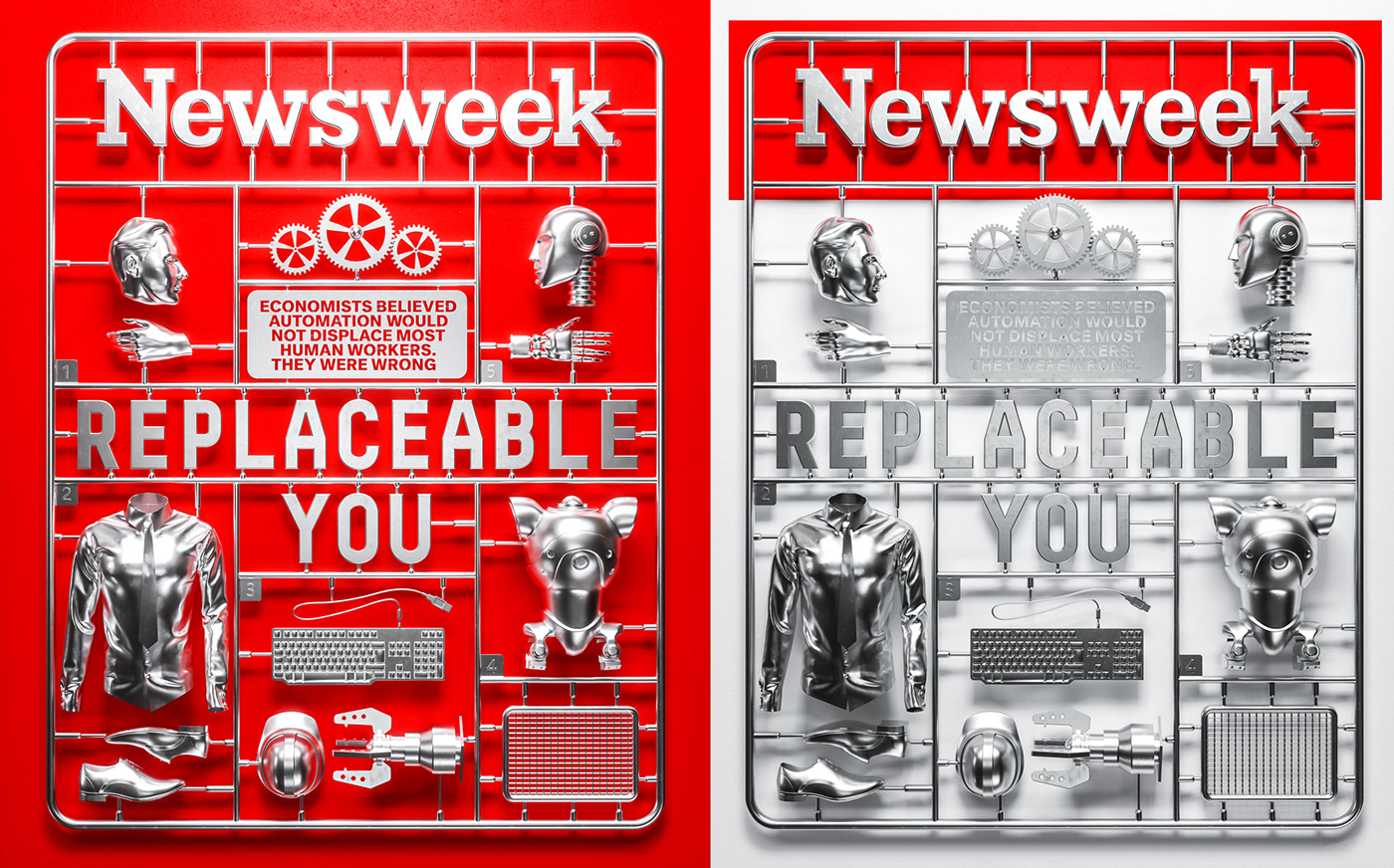 Newsweek robot CGI 3D CG automation art editorial cover magazine