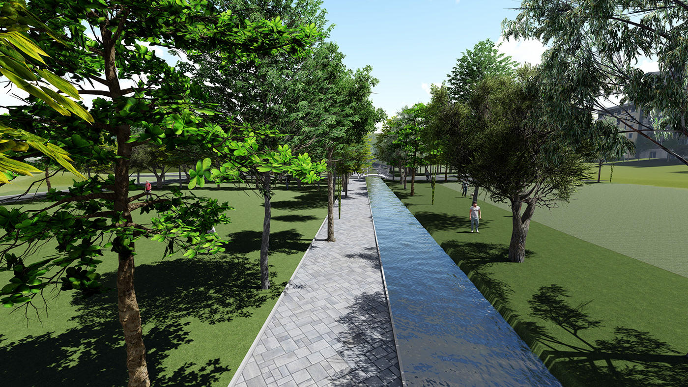 Dig up an old river in the Ternopil Park
  Sketch proposal. Preliminary visualization