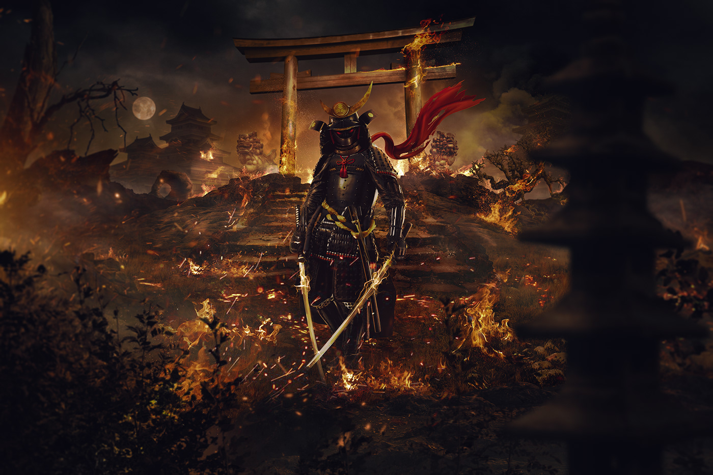 artist artwork composition concept art digital Digital Art  photomanipulation photoshop samurai warrior
