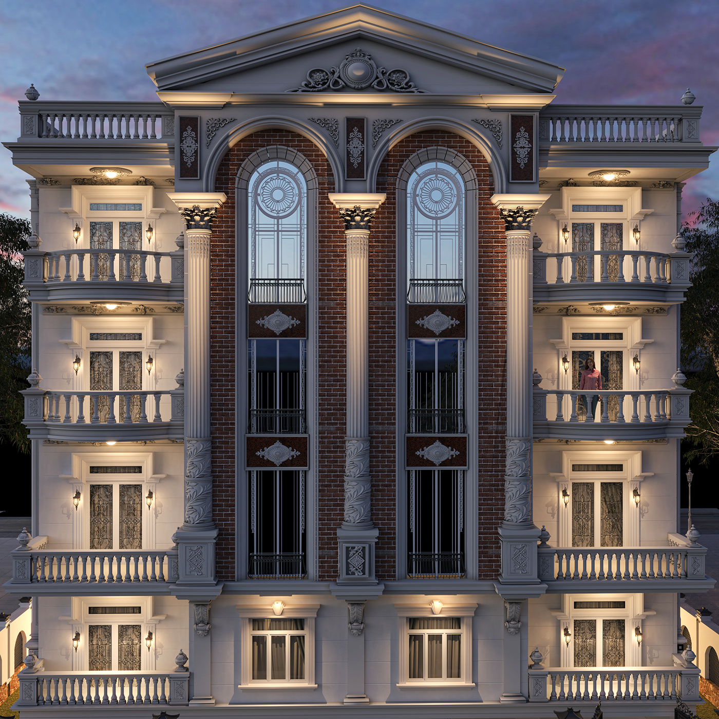 architecture exterior Classic Elevation Villa house Render 3ds max vray visualization