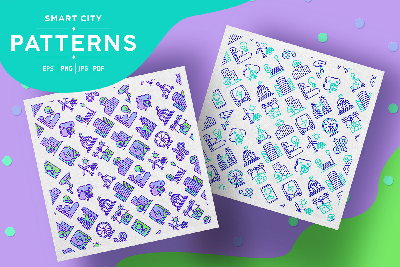 seamless pattern city Smart Icon vector Technology infrastructure concept building