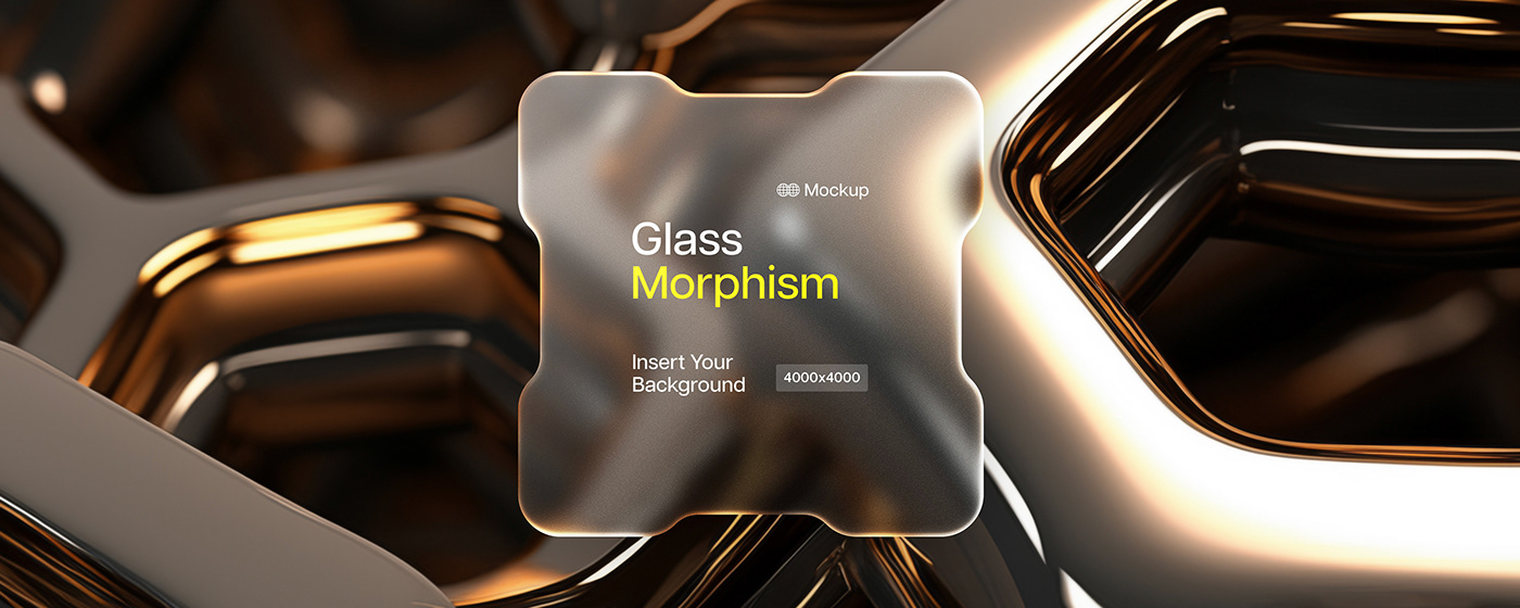 Mockup card futuristic glassmorphism glass frosted transparent Blurry geometric abstract