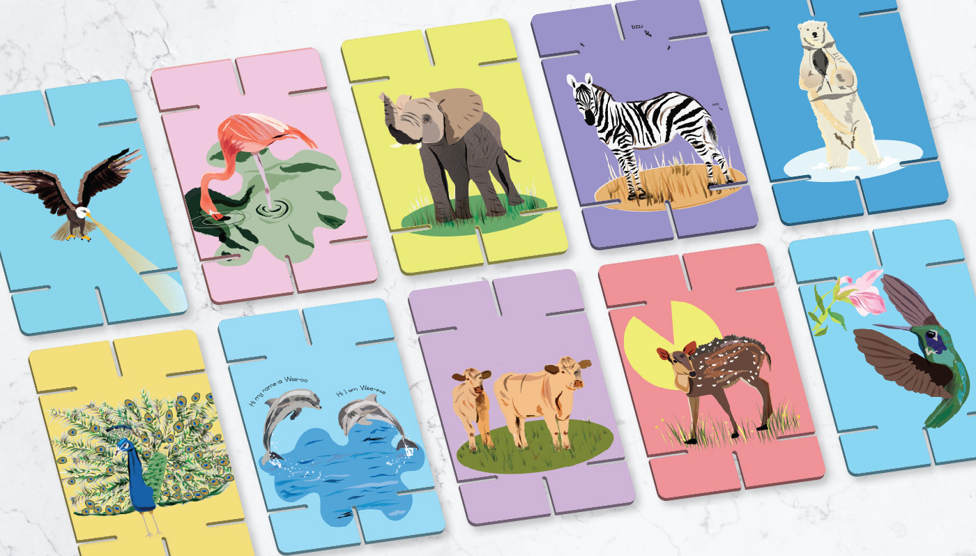 house of cards ILLUSTRATION  animals cards EAMES Packaging product design 
