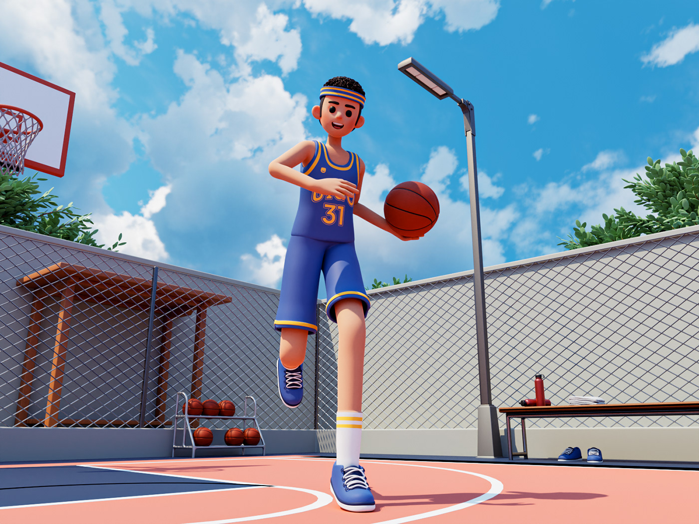 3D 3D Character 3d modeling basket basketball stylized
