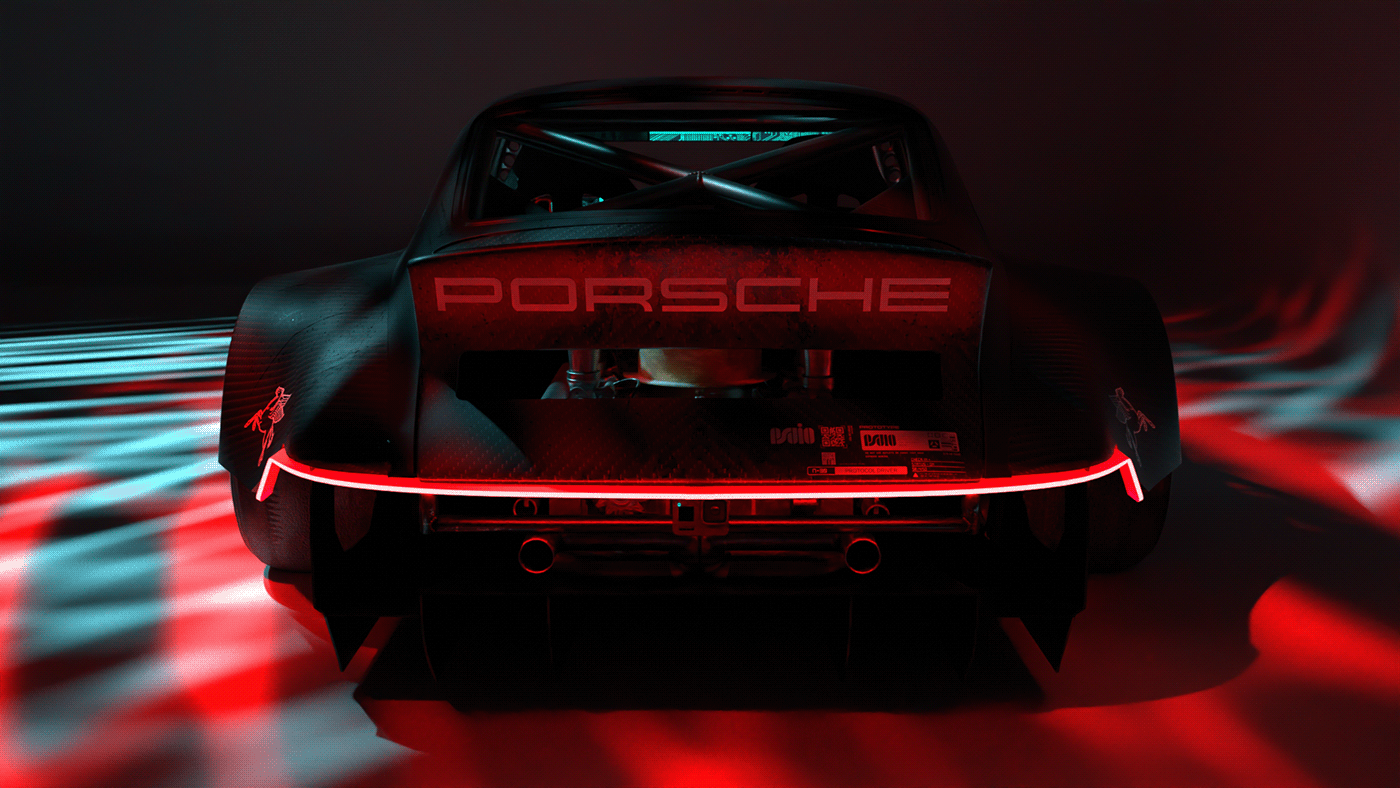 car Porsche Porsche 911 Cyberpunk concept art 3D Render blender 3d modeling CGI