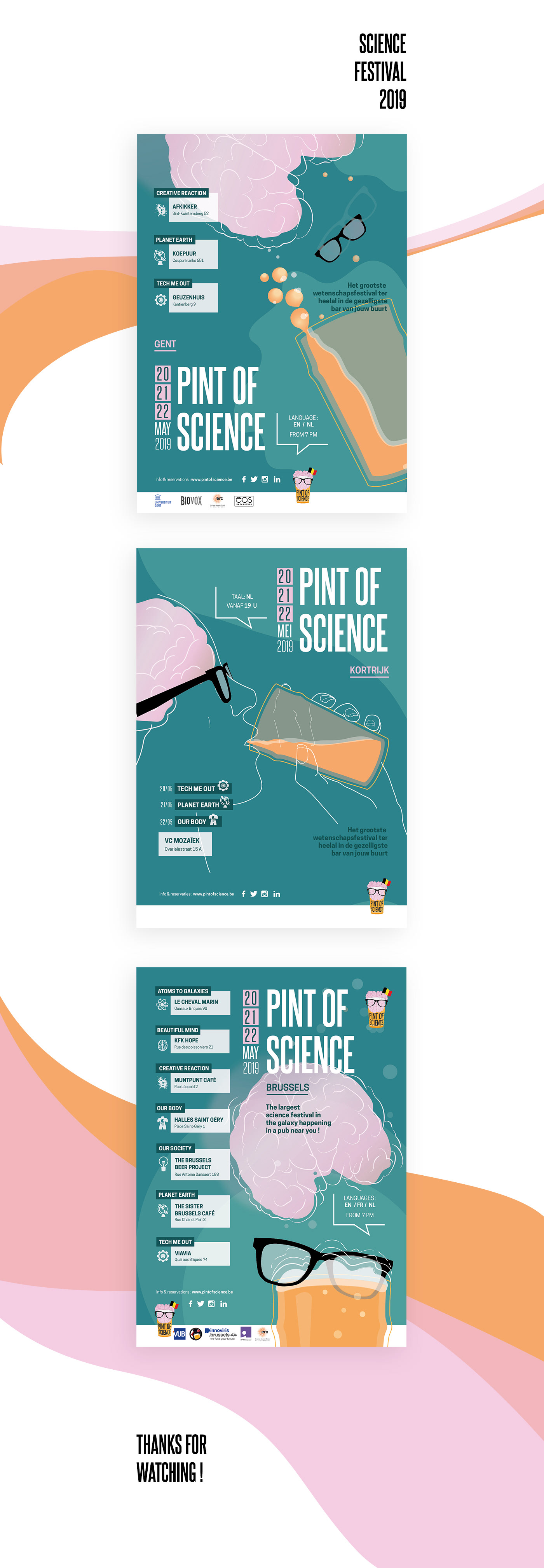 affiche graphic design  graphisme pint of science poster print print design  science