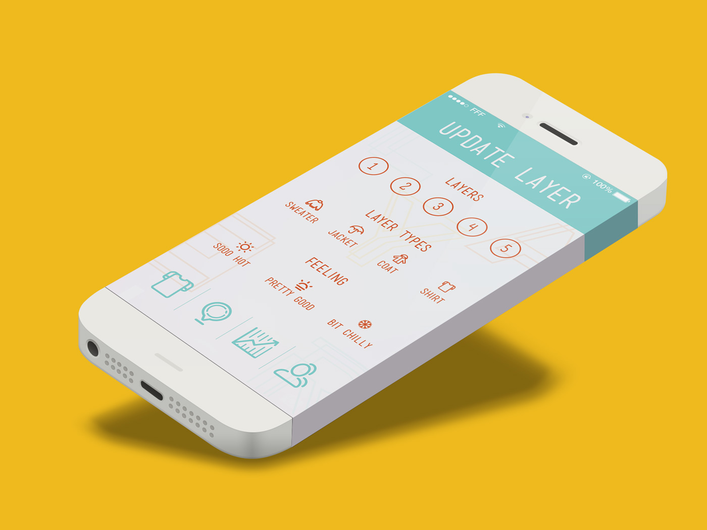 weather layer app ios flat minimal UI ux Interface bright logo brand icons mobile