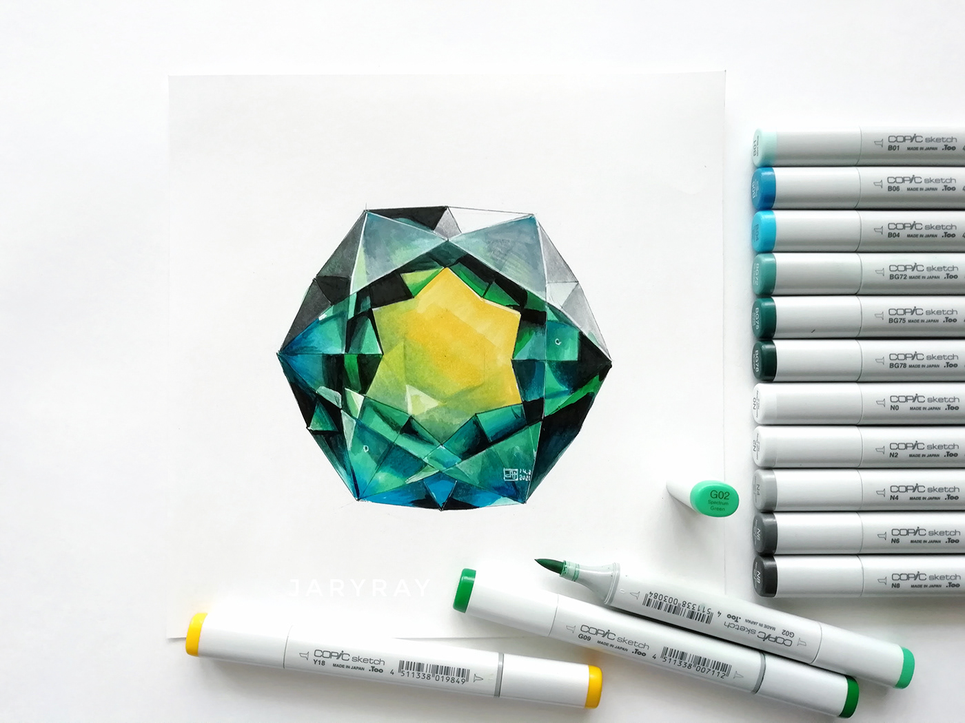 artwork crystal Drawing  gemstone markers