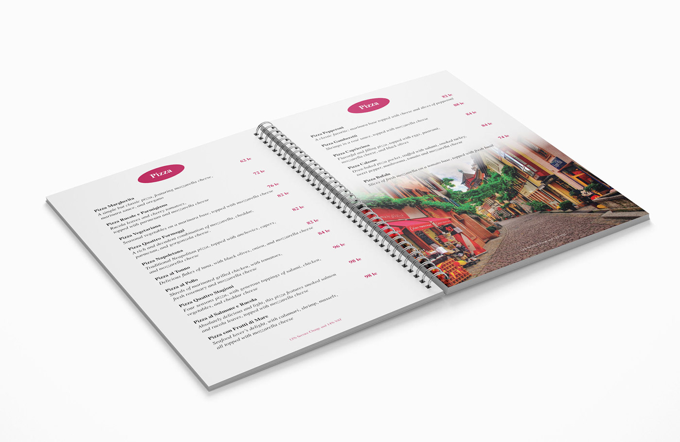 capricci restaurant bakery Spiral Bound menu bundle print design