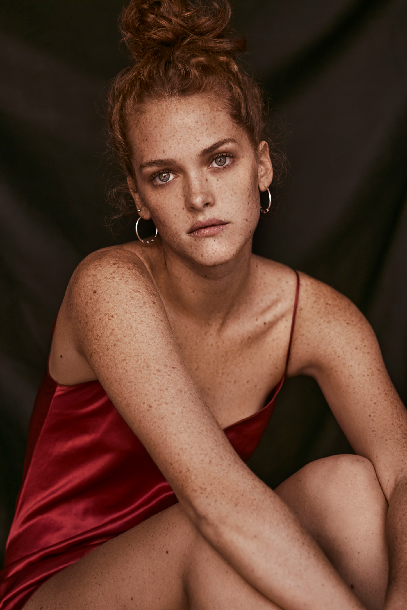 girl Fashion  model portrait red
