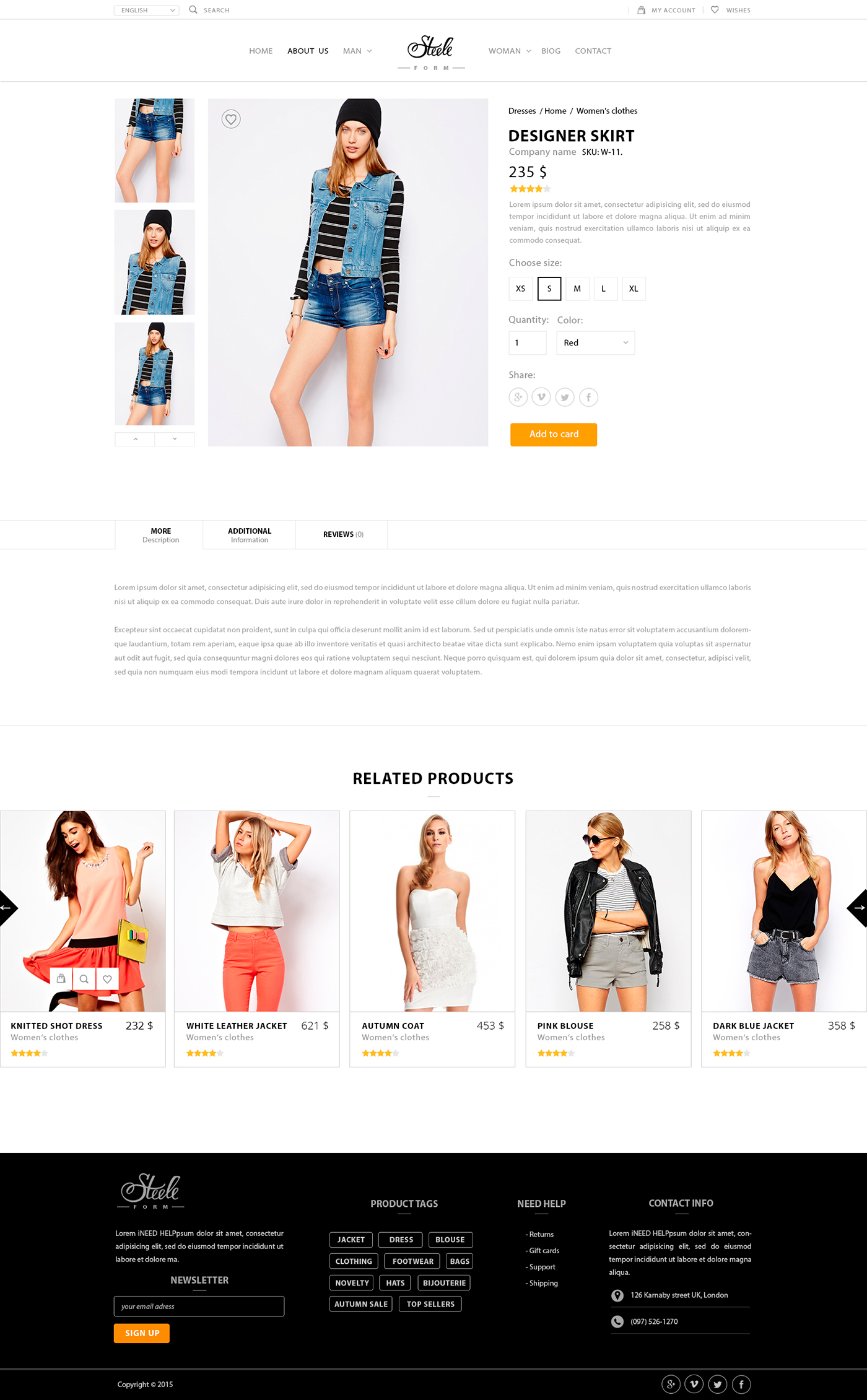 Design of a universal clothing store website template Behance