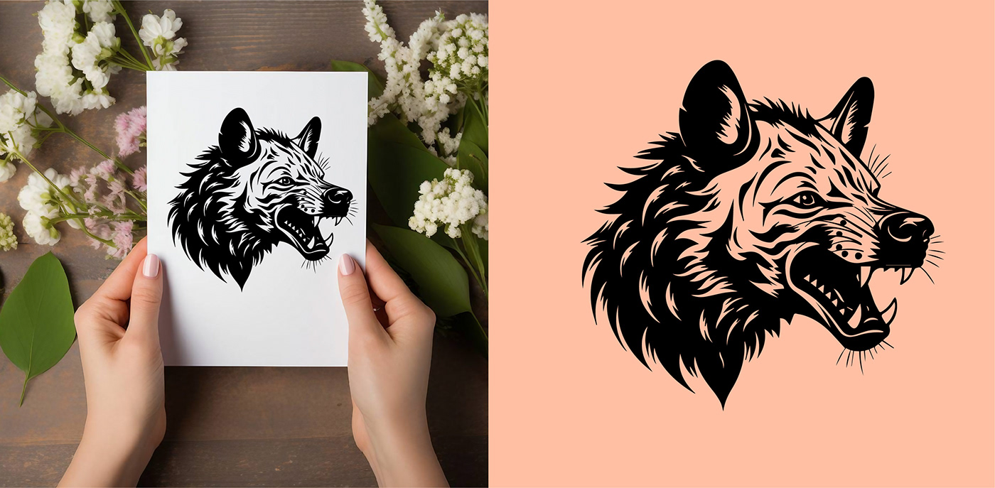 hyena Vector Illustration svg bundle wildlife art digital graphics nature design creative bundle Carnivorous Animal safari theme