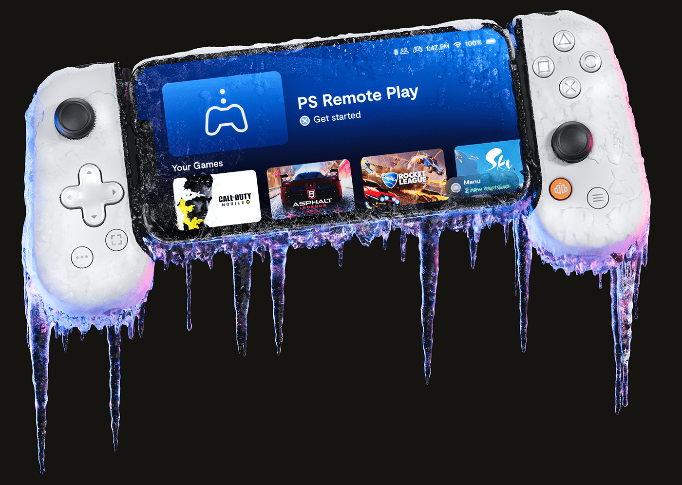 backbone game ice product snow CG consumer electronics landing page Special Effects vfx