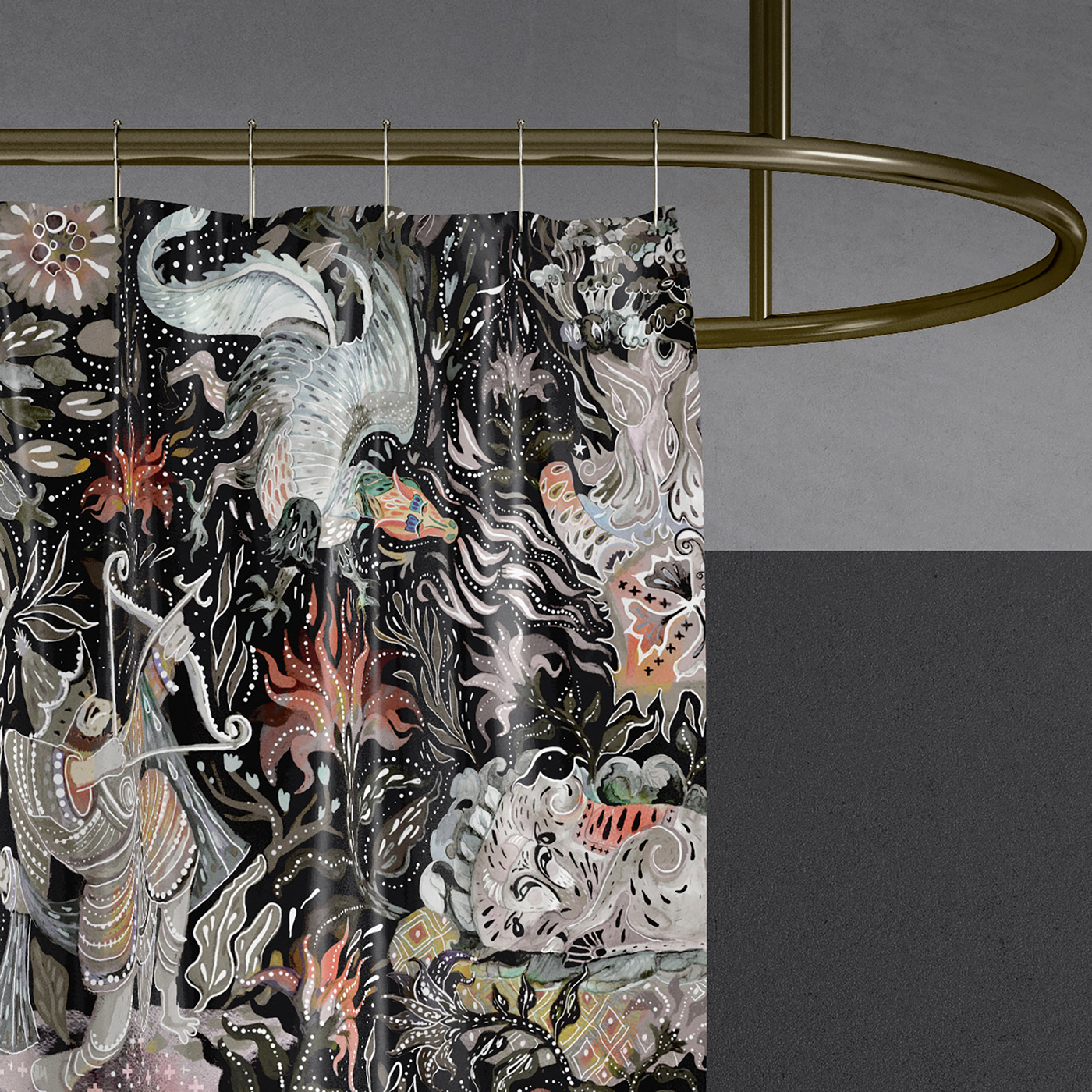 Fashion  pattern botanical ILLUSTRATION  dasha denke dragon print hunter fire tiger