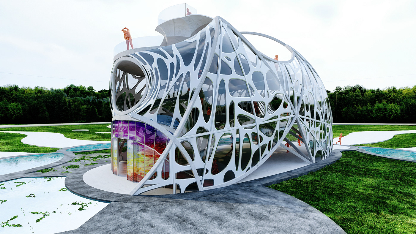 architectural architecture CGI design exterior industrial Interior Render Stage Stand